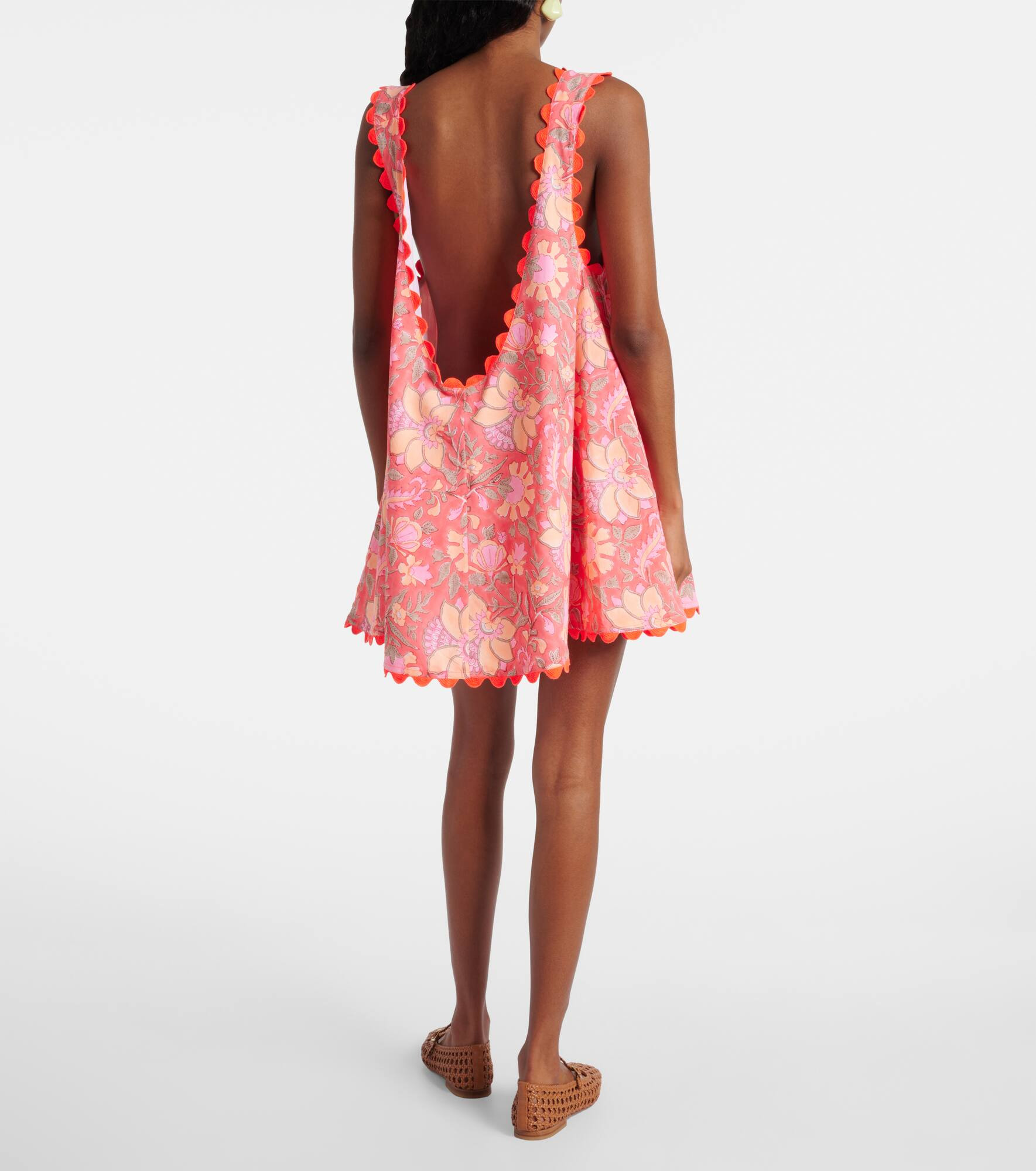 Floral scalloped cotton minidress - 3