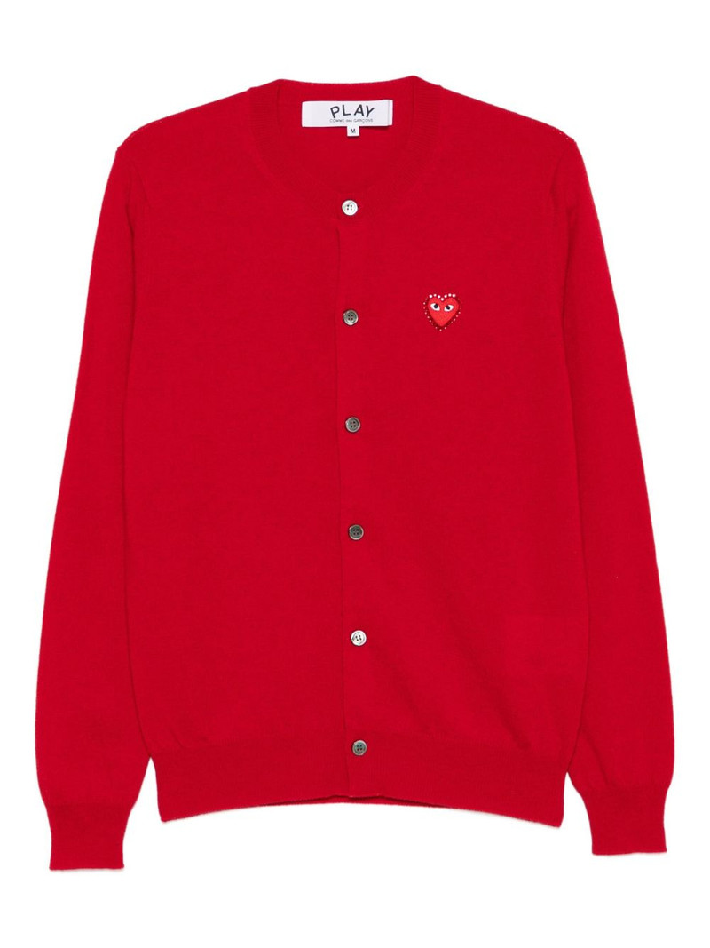 heart-emblem rhinestone-embellishment cardigan 1