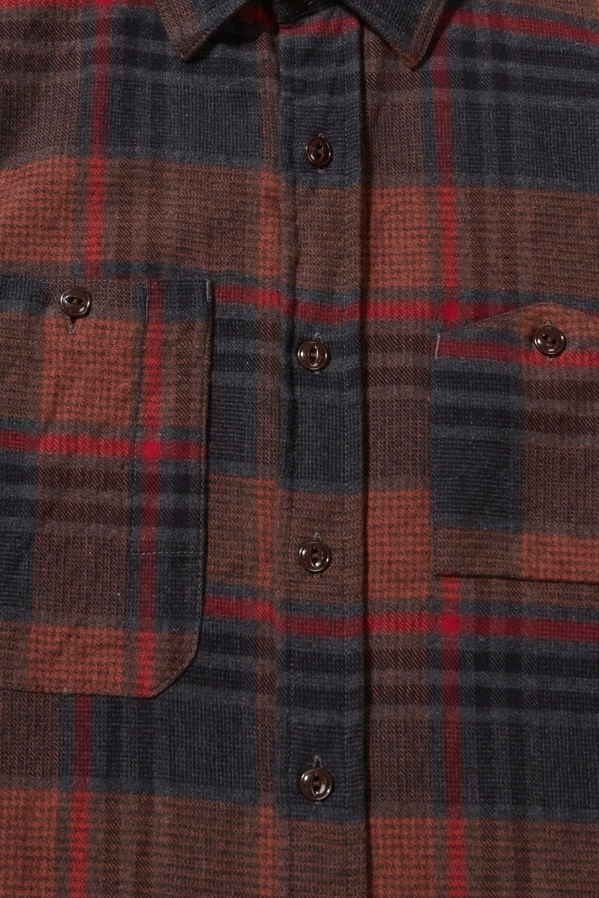 Work Shirt - Orange/Red Cotton Plaid Flannel - 4