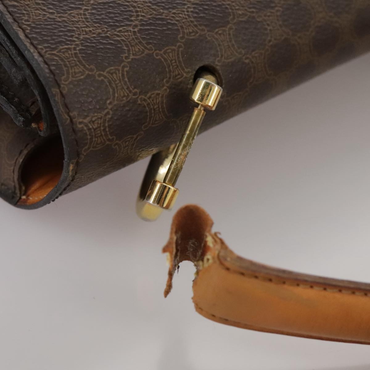 CELINE Macadam Canvas Hand Bag Pvc Leather Brown - 7