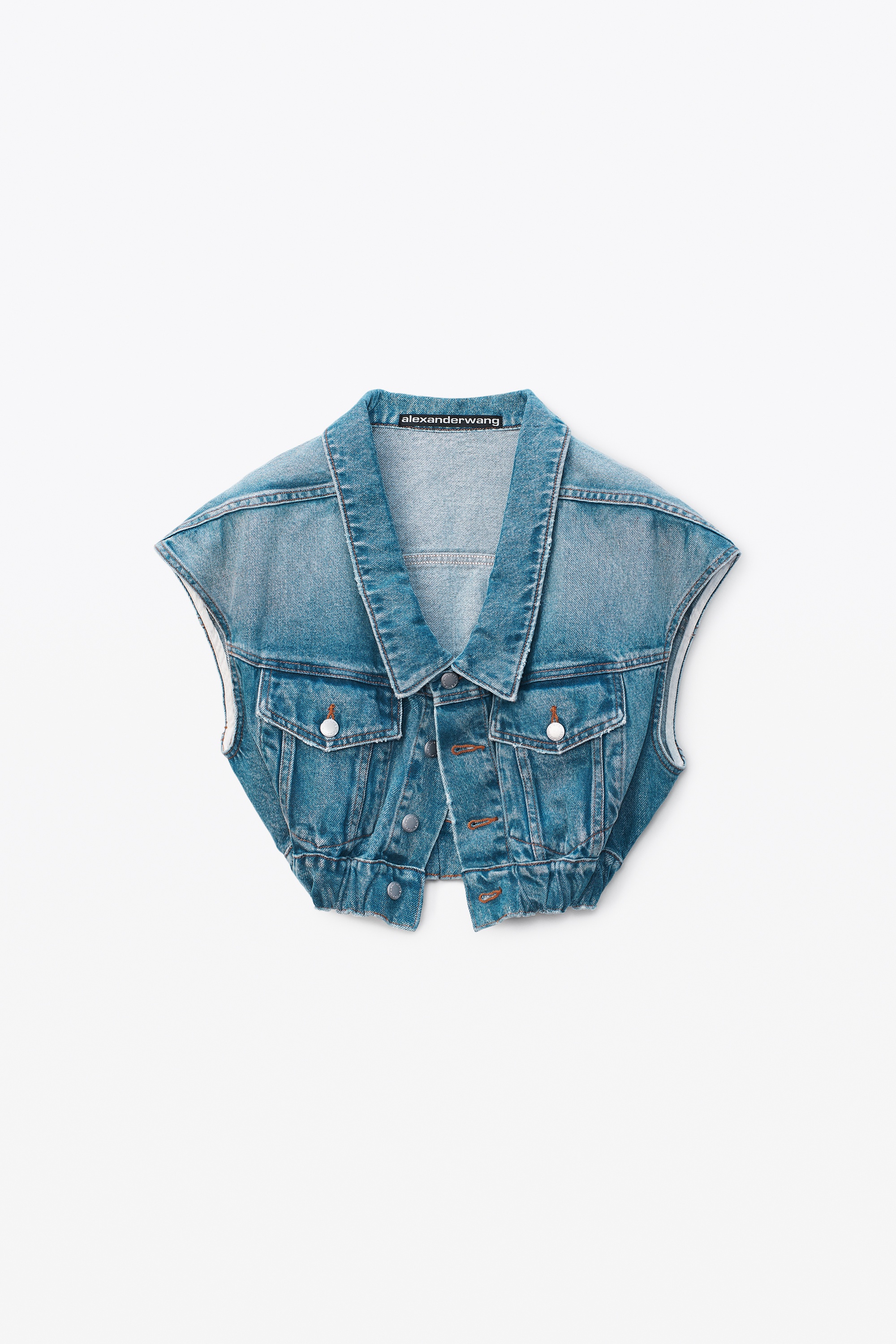 RUCHED WAIST VEST IN DENIM - 1