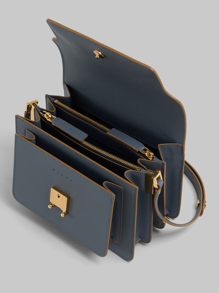 GREY SAFFIANO LEATHER MEDIUM TRUNK BAG - 3