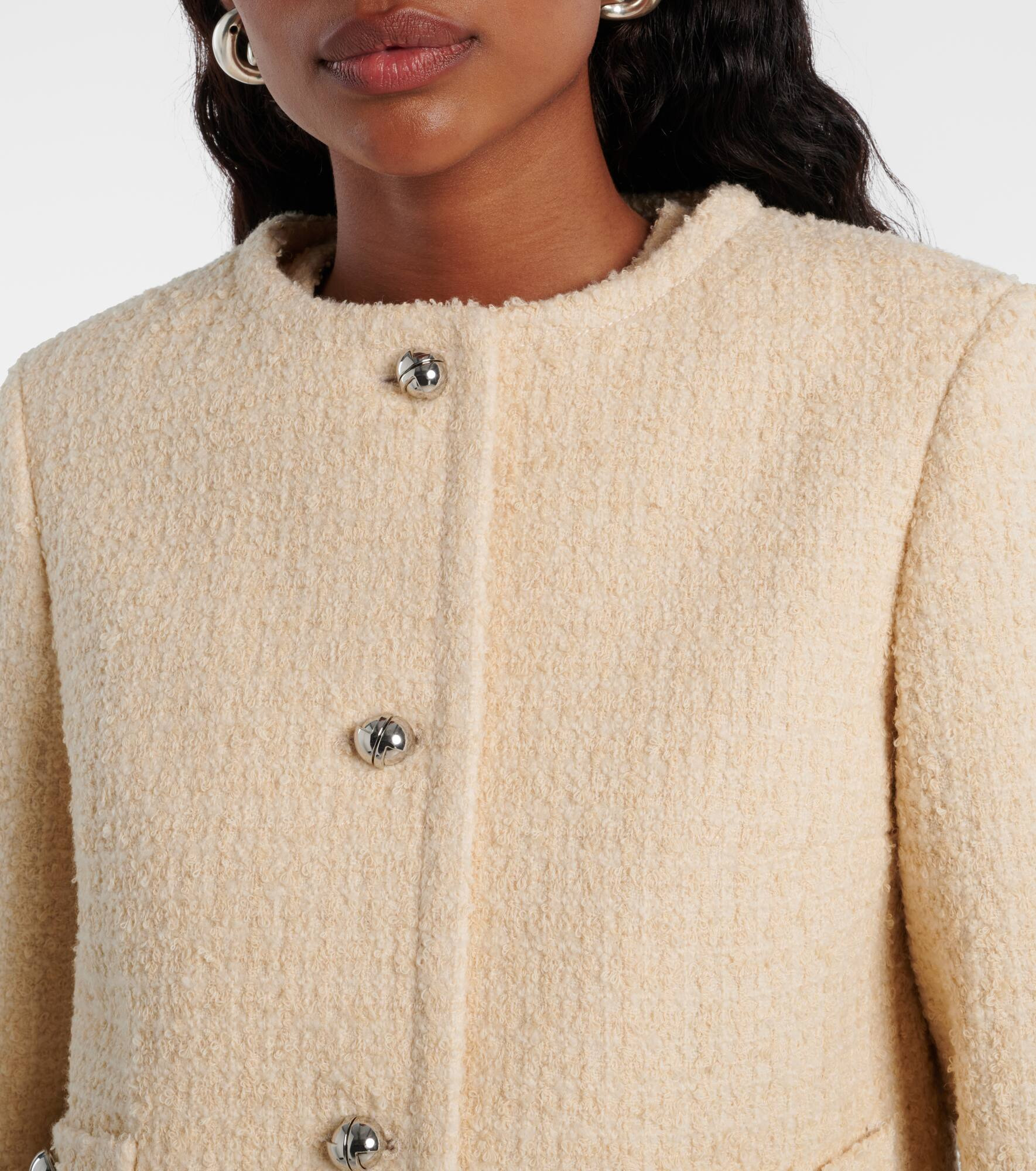 Logo wool-blend bouclé jacket - 4