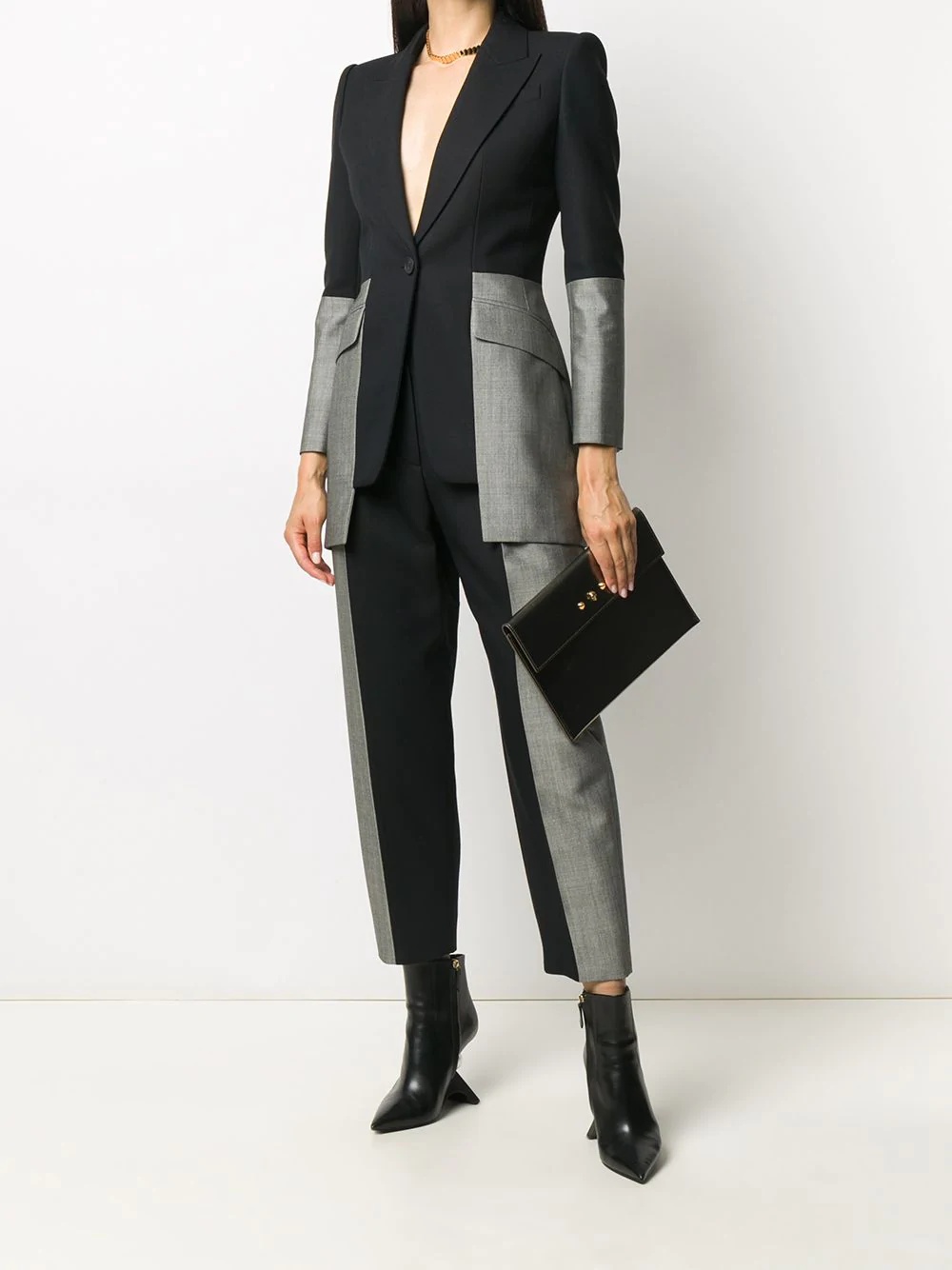 contrast-panel cropped trousers - 2