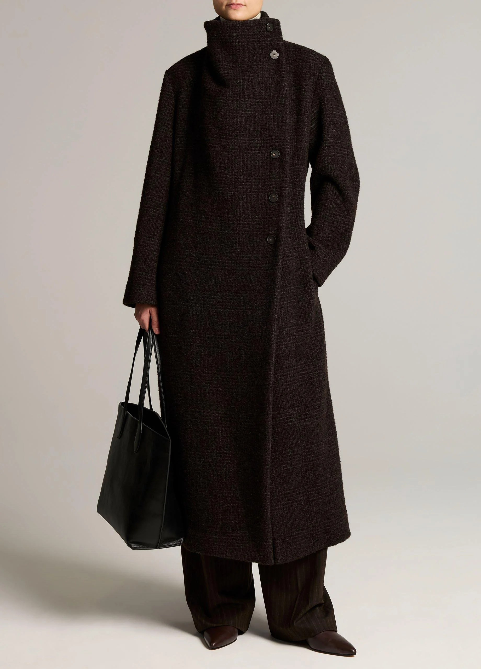 Tonal Plaid Wool-Blend Coat - 1
