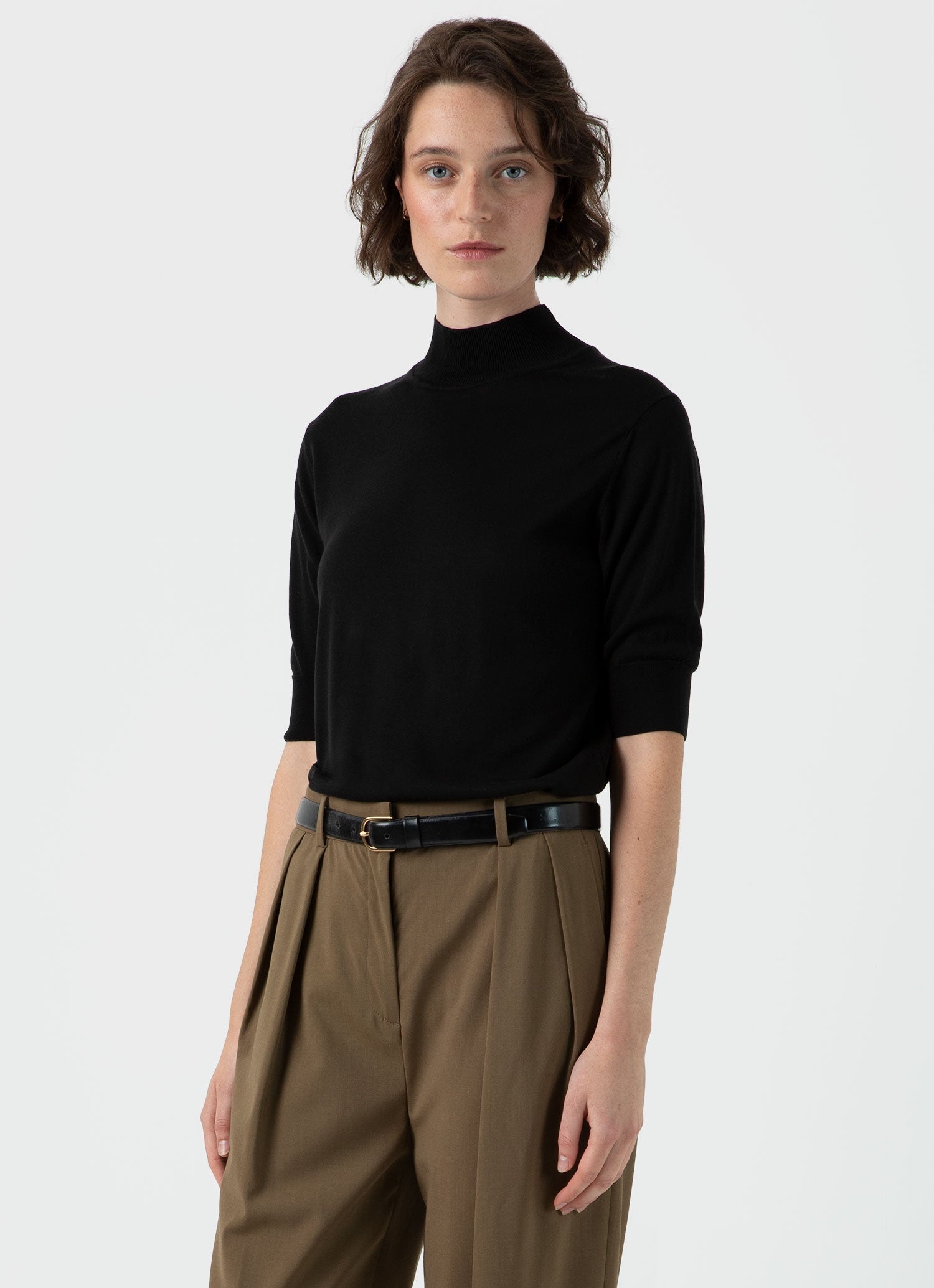 Mulberry Silk Mock Neck Top - 1