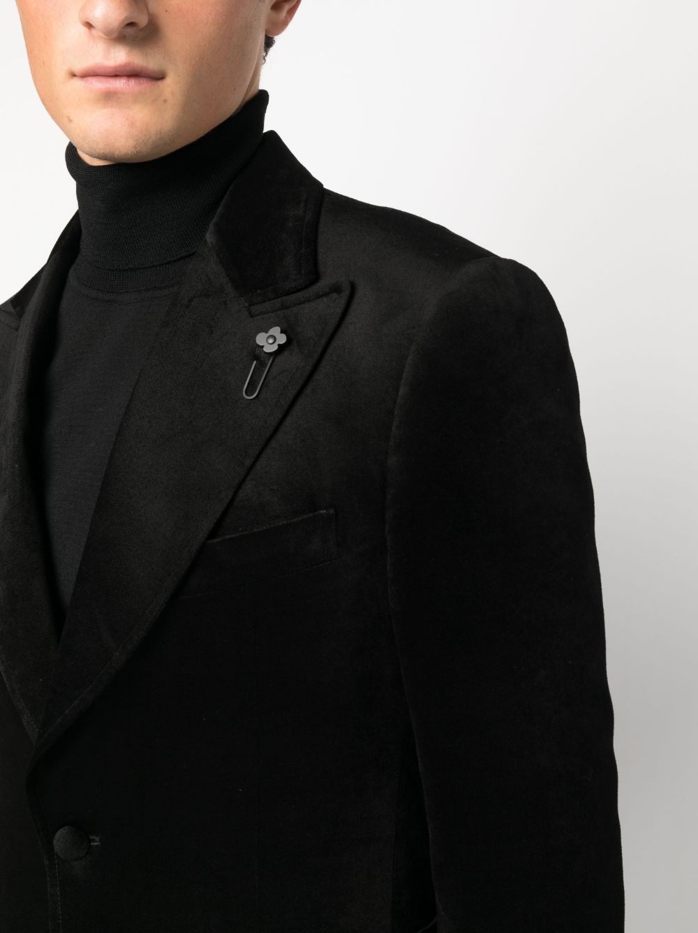 brooch-detail single-breasted blazer - 5