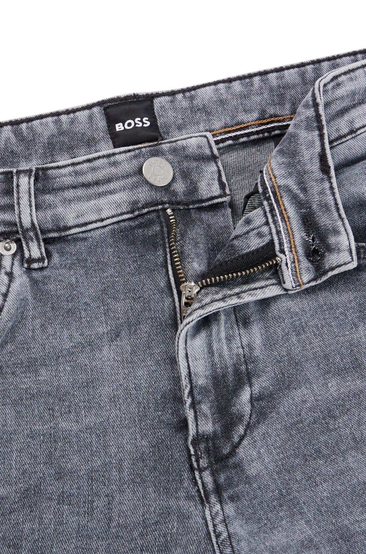 SLIM-FIT JEANS IN STONEWASHED GRAY ITALIAN STRETCH DENIM - 6