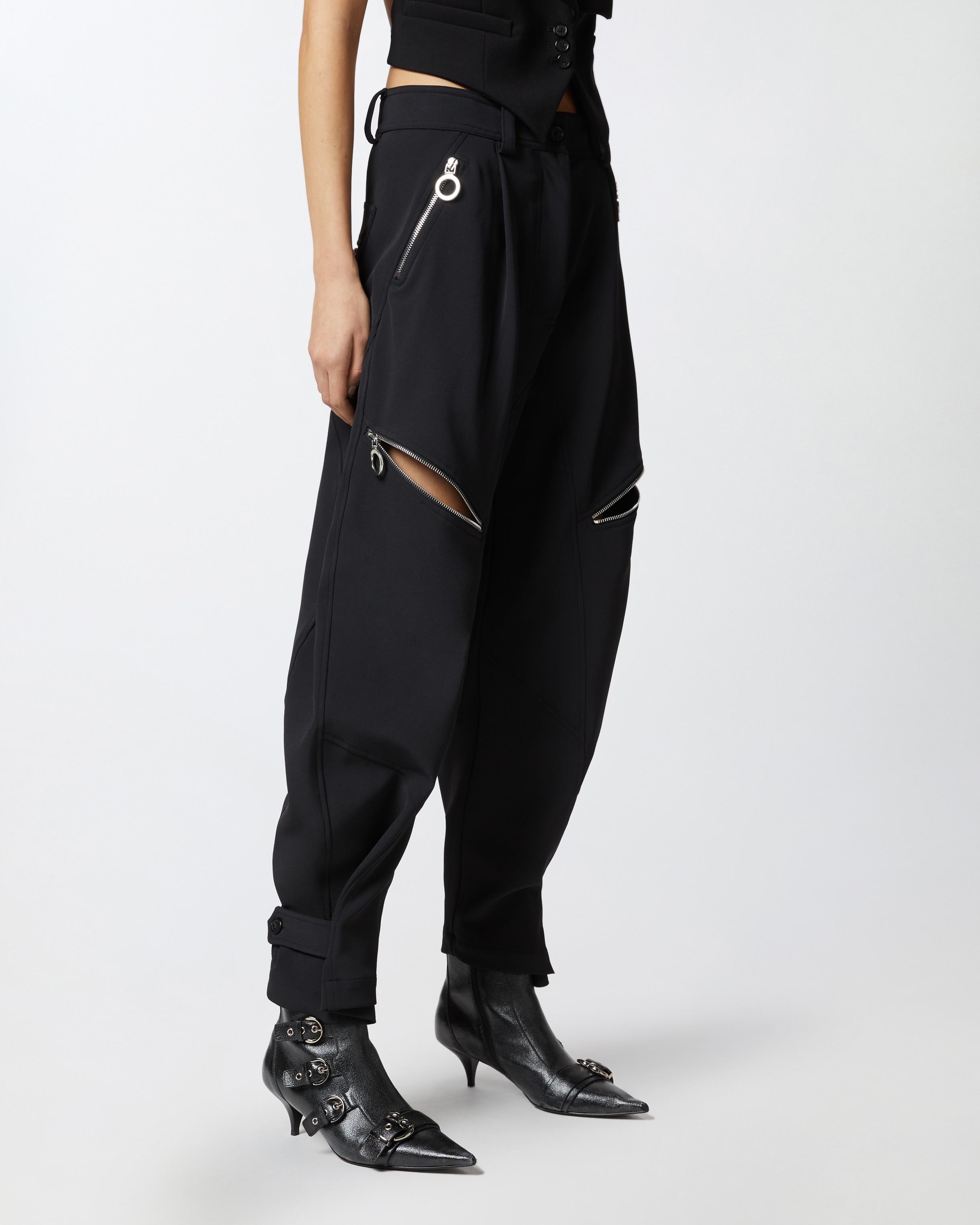P-PANTS TROUSERS WITH ZIP IN TECHNICAL CREPE - 3