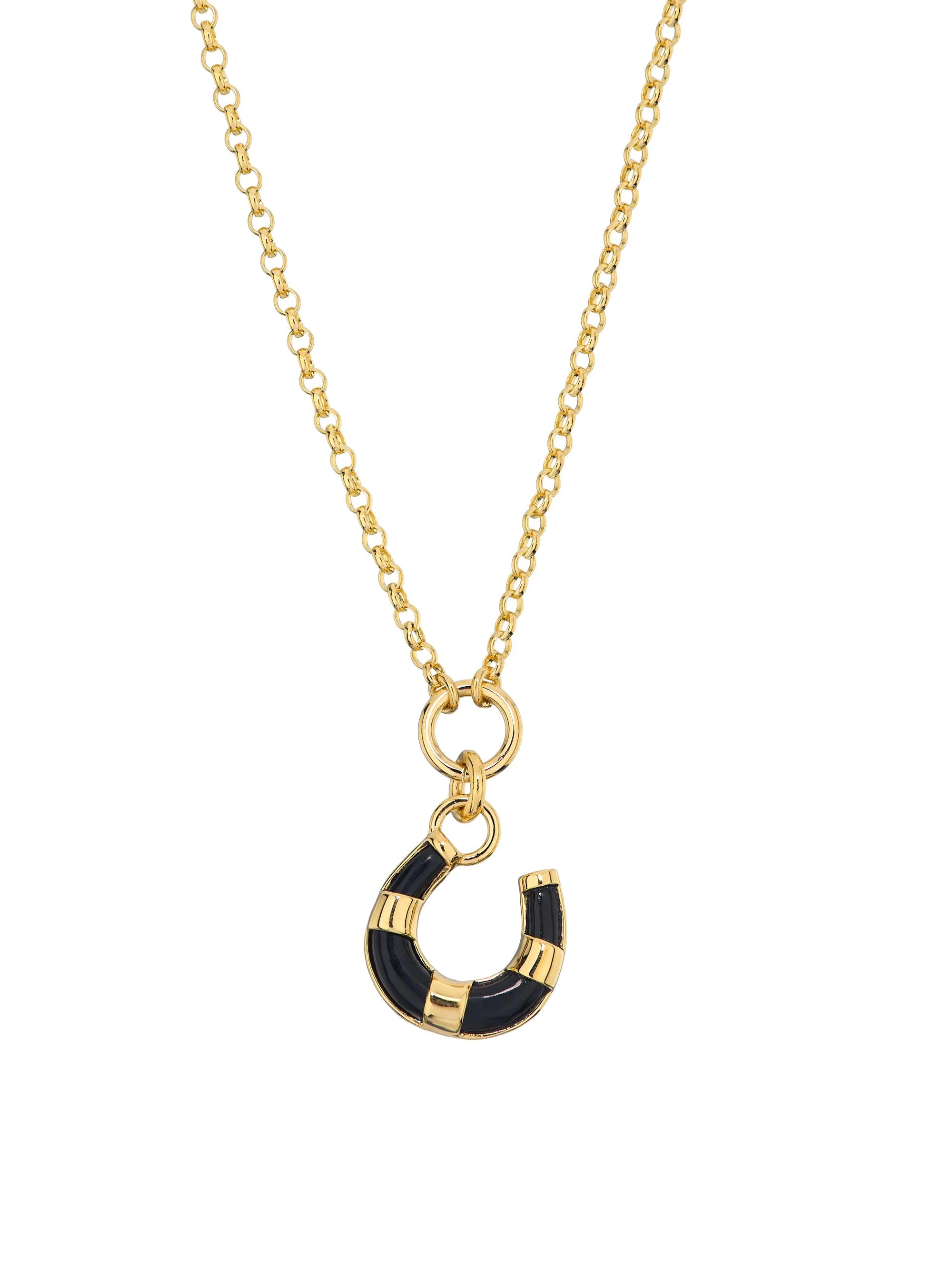 Women's Protection 18K Yellow Gold & Black Onyx Horseshoe Pendant Necklace - Onyx - 1