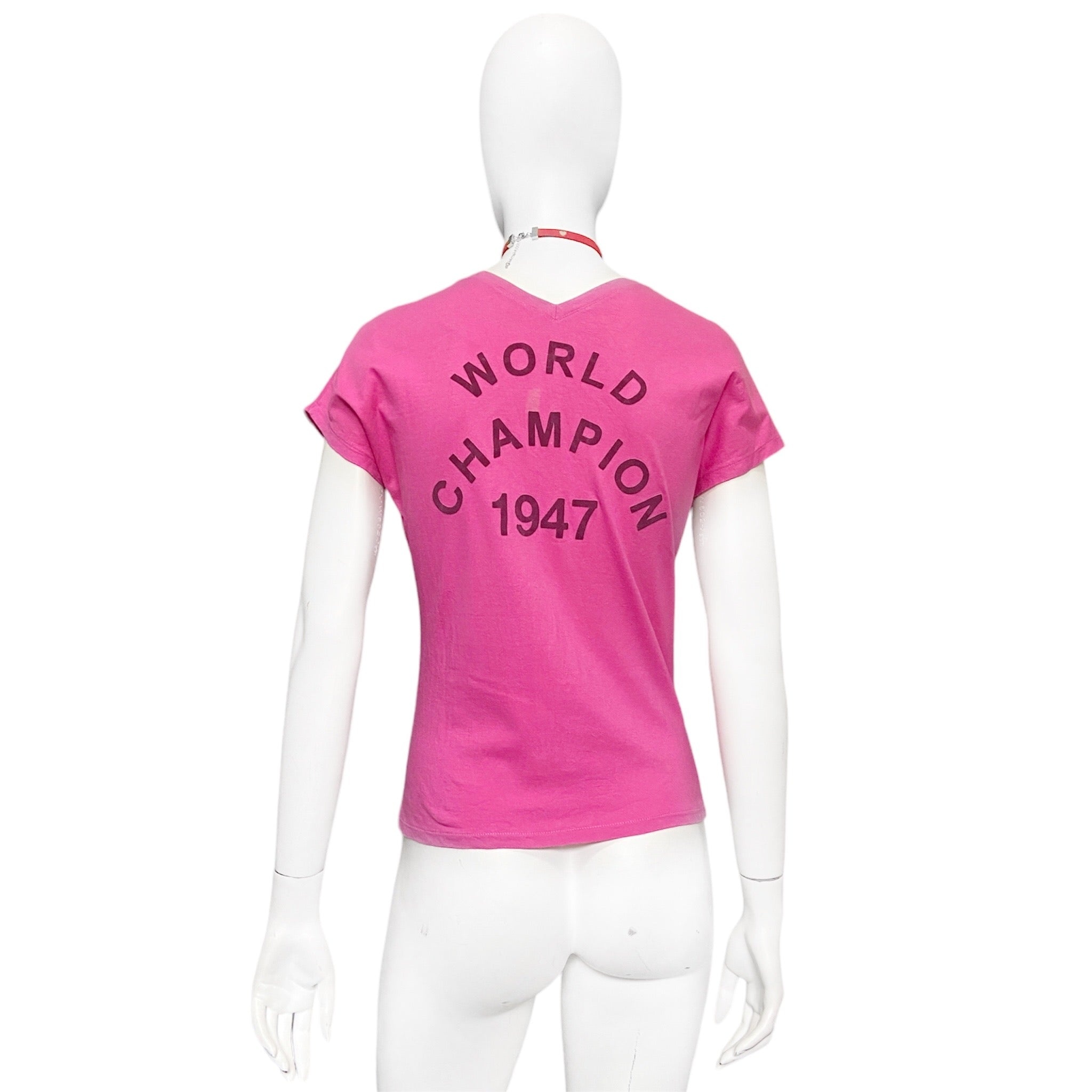 Christian Dior Fall 2003 Galliano “J’adore Dior” pink low neckline tee 42 - 3