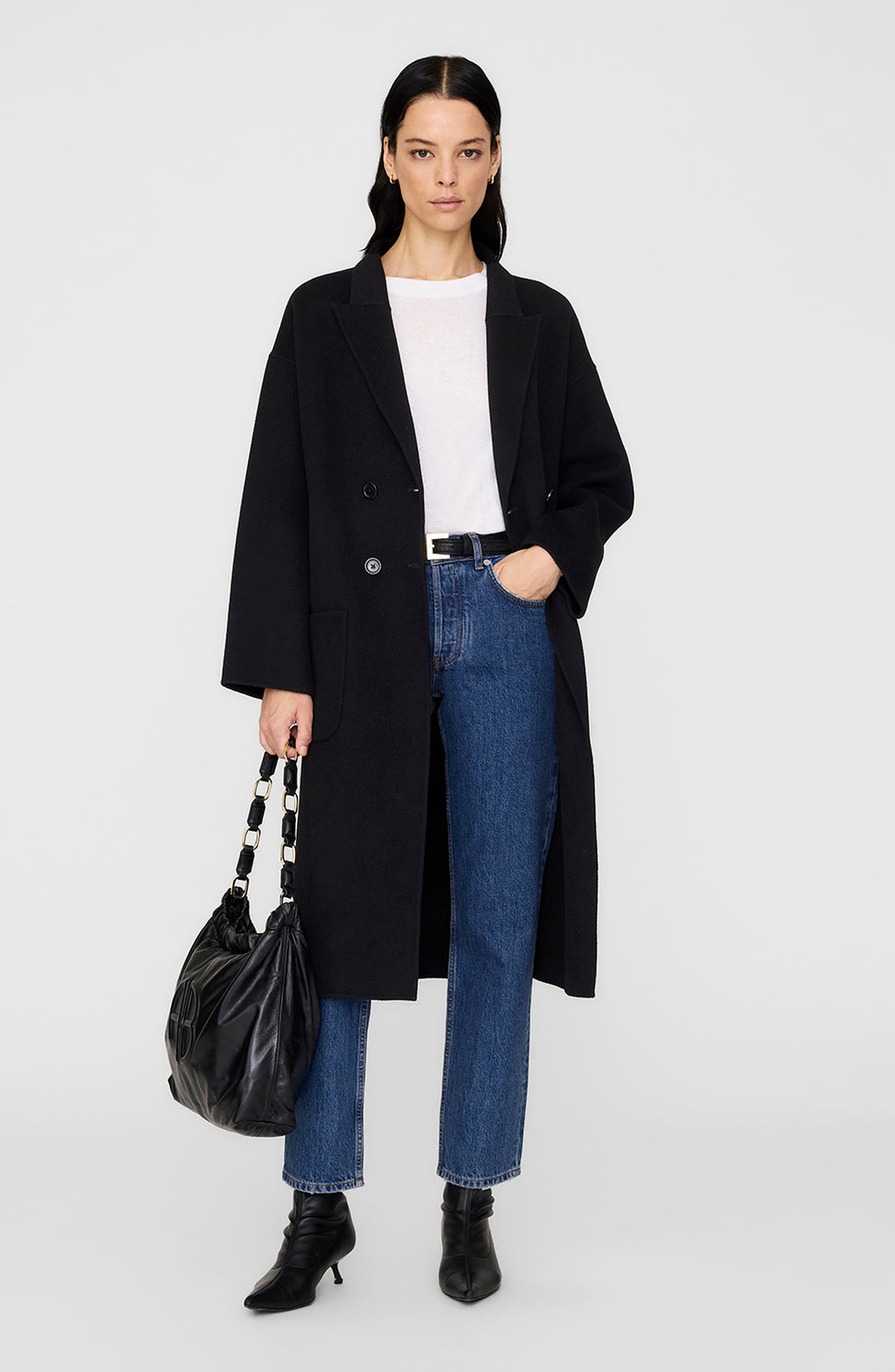 ANINE BING Dylan Cashmere Blend Coat in Black at Nordstrom - 5