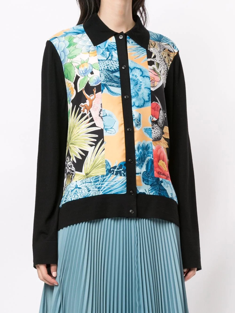 floral printed collared cardigan - 3