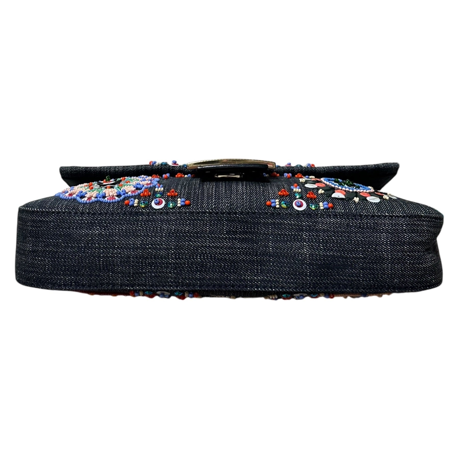 FENDI Denim Beaded Mamma Baguette Bag - 4