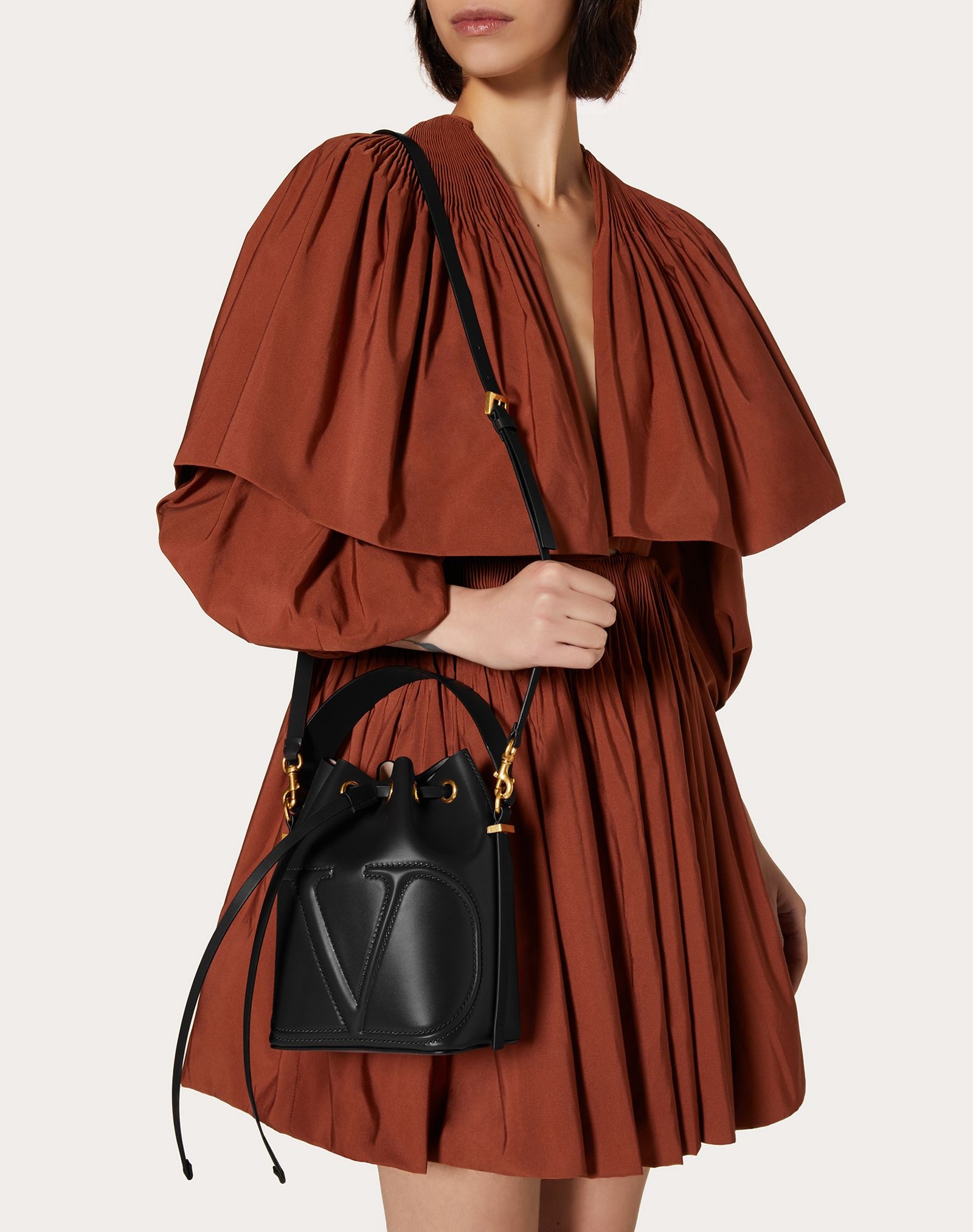 VLogo Walk Calfskin Bucket Bag - 6