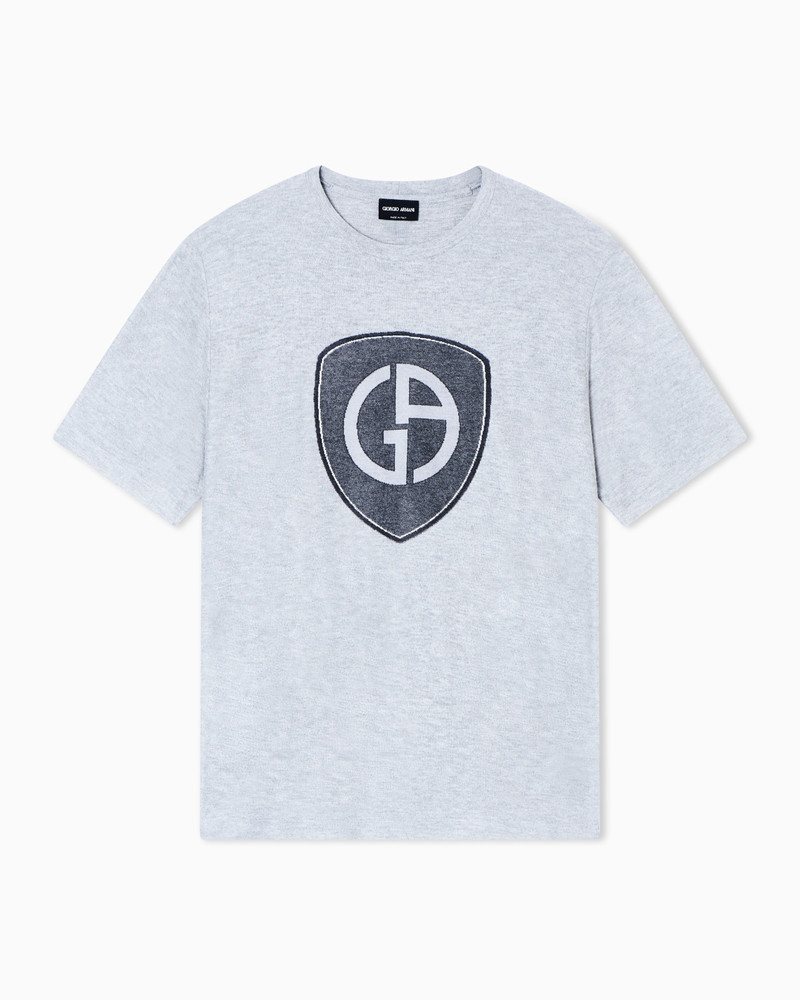VISCOSE AND CASHMERE JERSEY CREW-NECK T-SHIRT 1