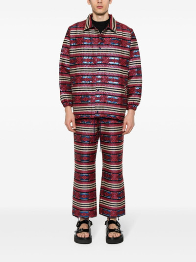NEEDLES patterned-jacquard striped shirt jacket outlook