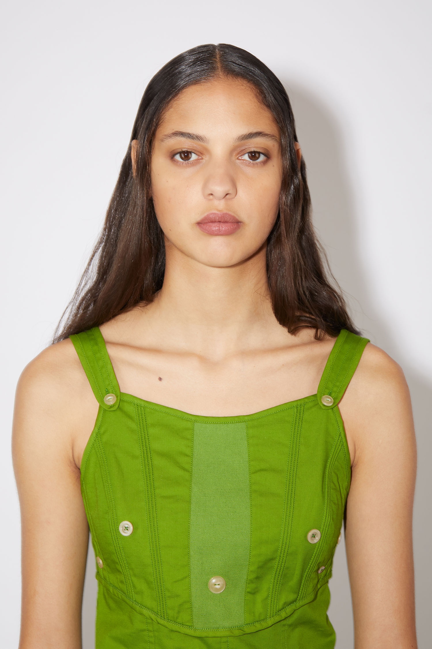 Fitted strap dress - Bright Green - 6