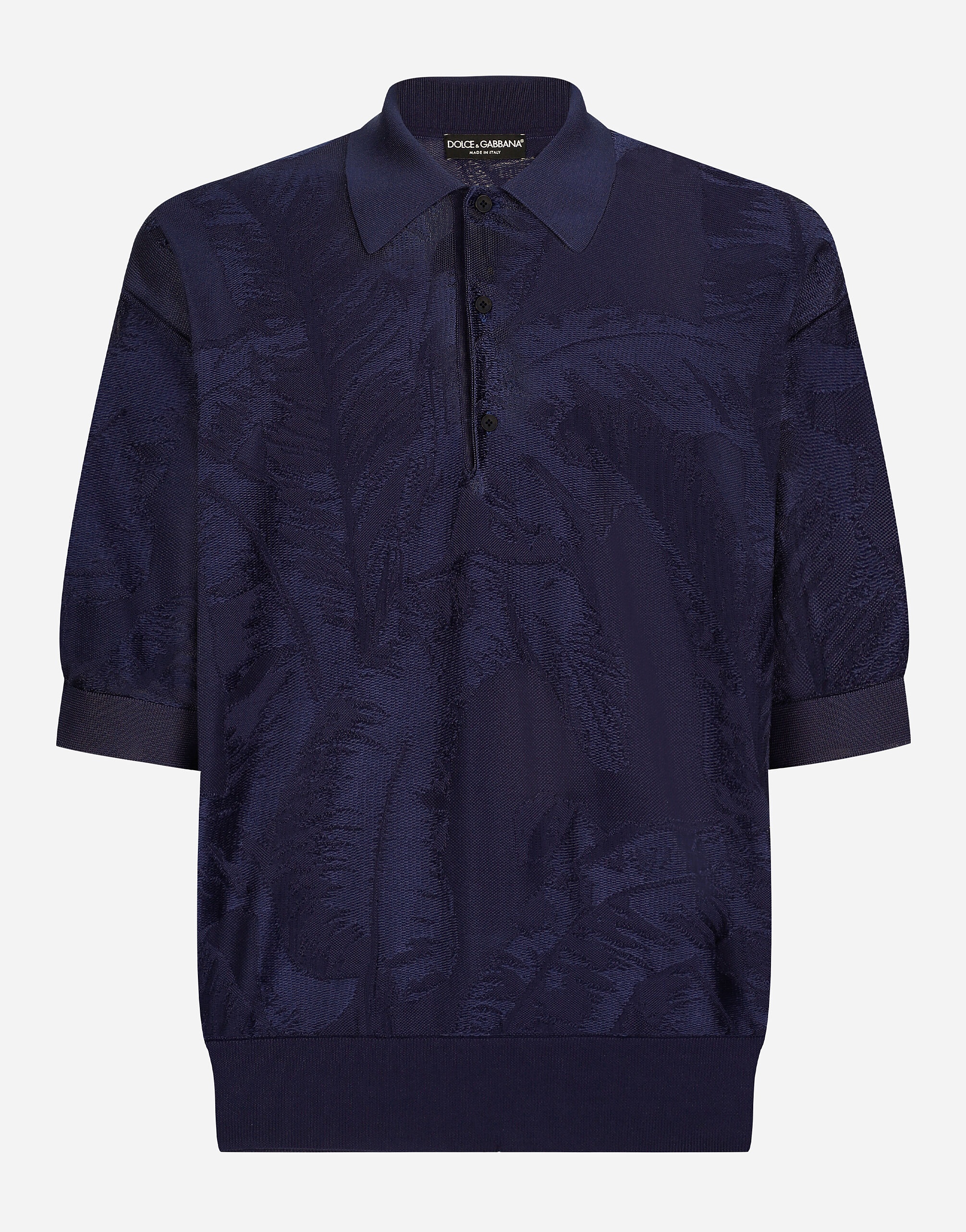 Oversize short-sleeved silk jacquard polo-shirt - 1