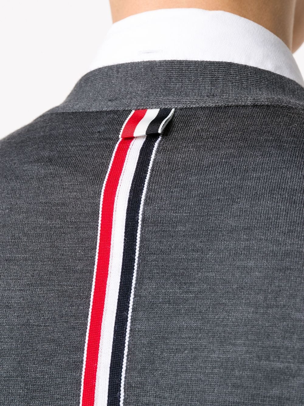 v-neck tricolour-stripe wool cardigan - 5