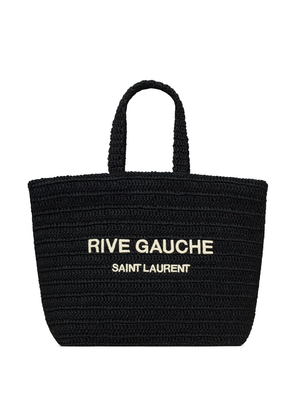 Rive Gauche embroidered raffia tote bag - 1