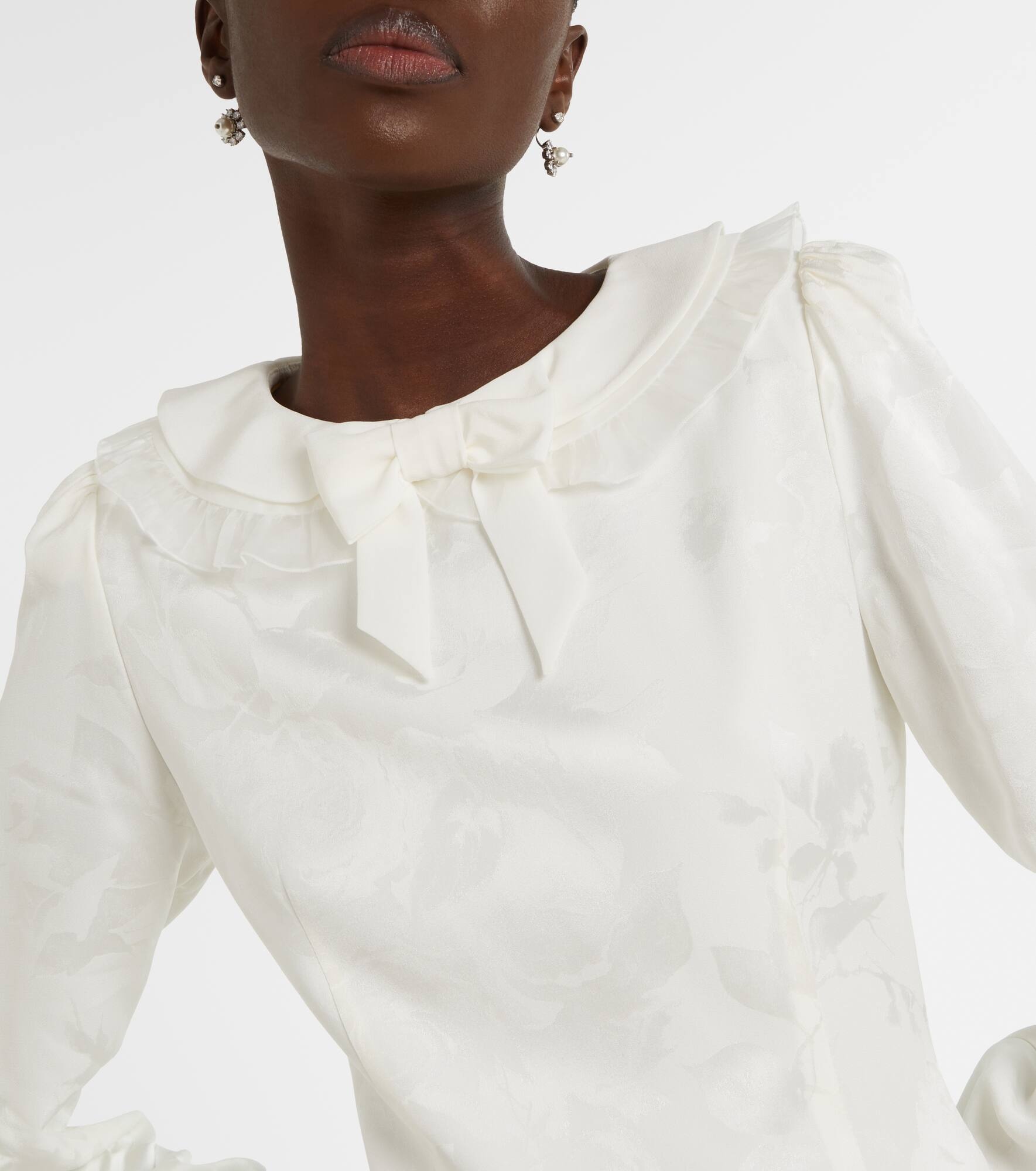 Bow-detail floral jacquard minidress - 4