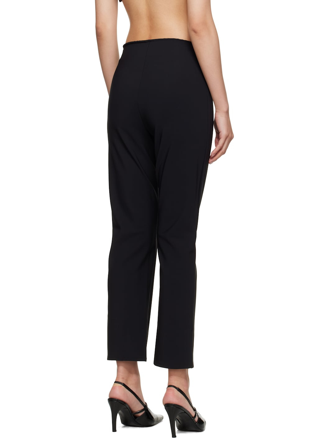 Black Cigarette Scuba Cropped Trousers - 3