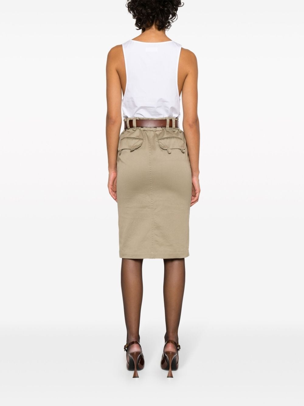 belted gabardine pencil skirt - 4