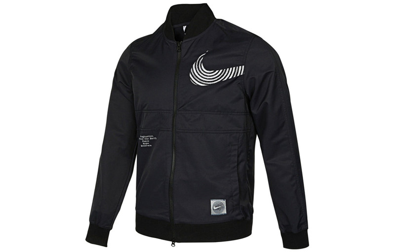 남자 나이키 Sportswear 알파벳 로고 인쇄 Athleisure 캐주얼 스포츠 길쌈된 재킷 가을 검정 DM79 - 1