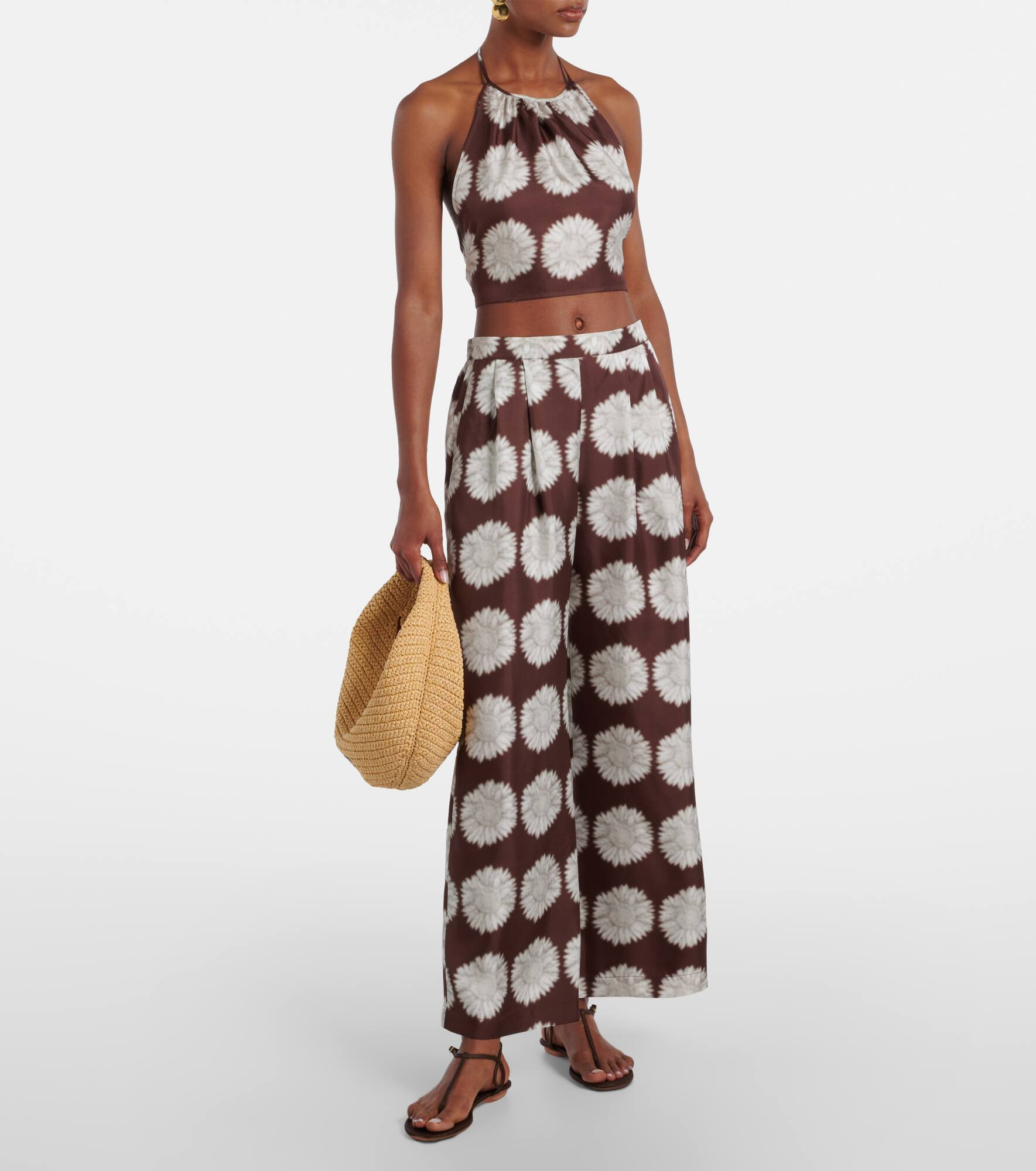 Bello printed halterneck silk top - 2