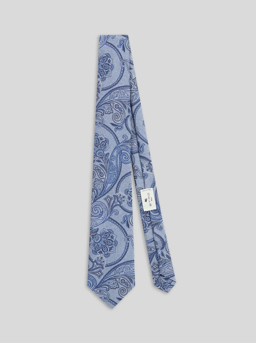MICRO-STRIPED TIE WITH PAISLEY DETAILING - 1