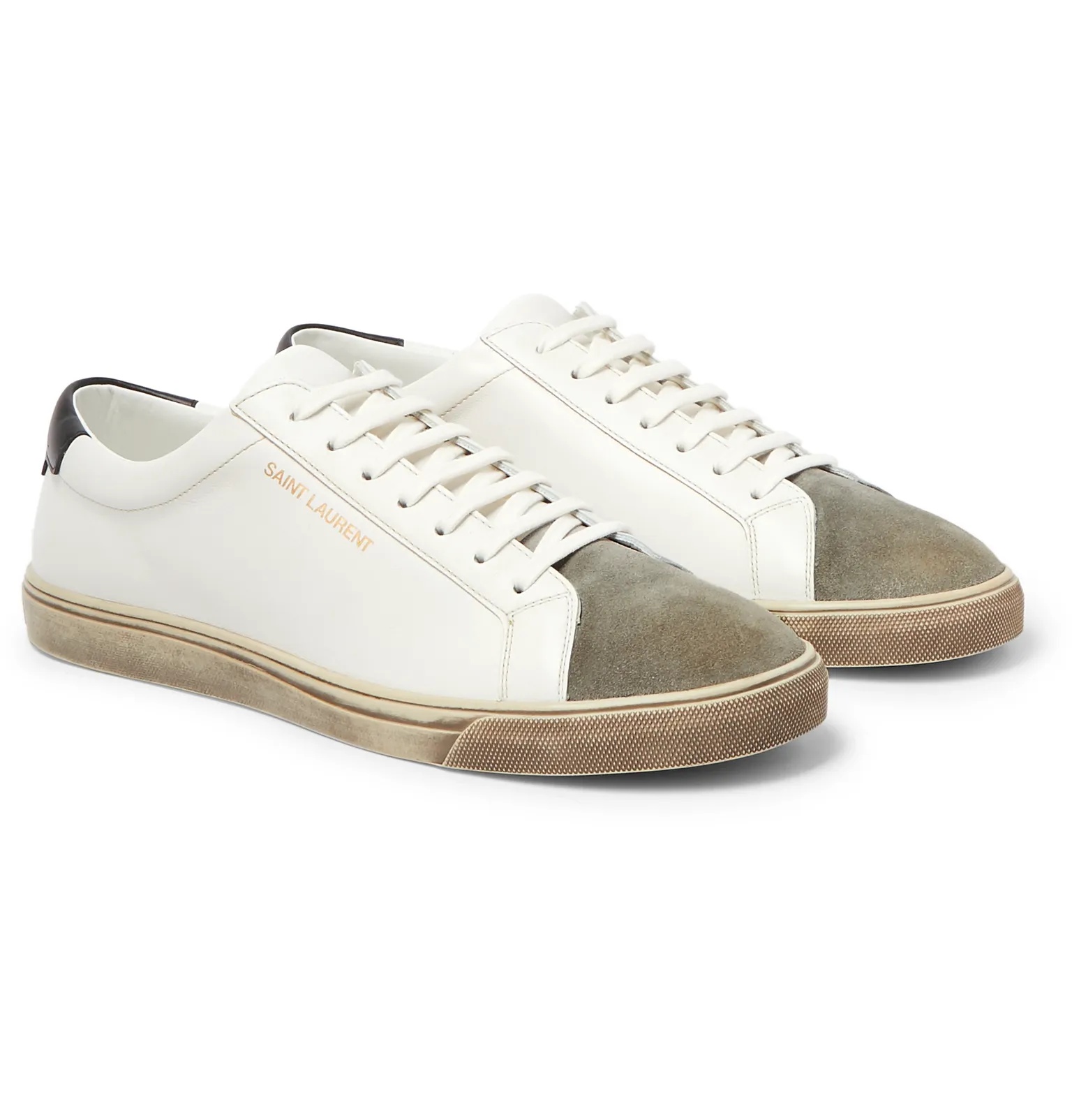 Andy Distressed Suede-Trimmed Leather Sneakers - 2