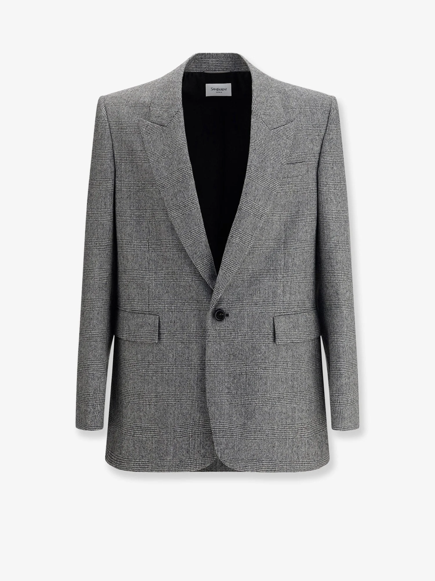 Saint Laurent Prince Of Wales Wool Blazer - 1