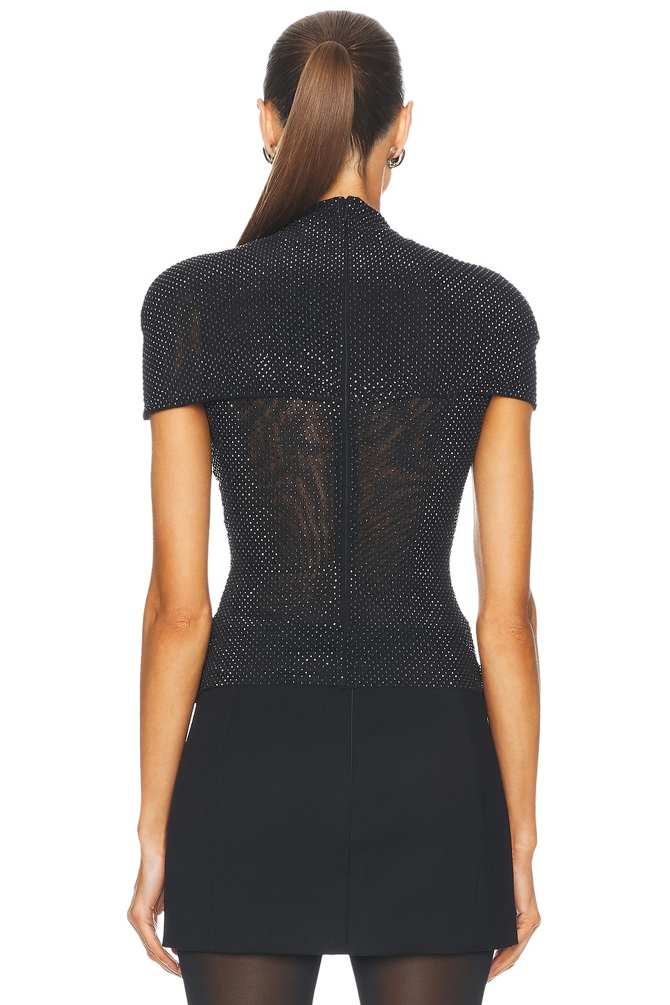 Rhinestone Mesh Cut Out Top - 4
