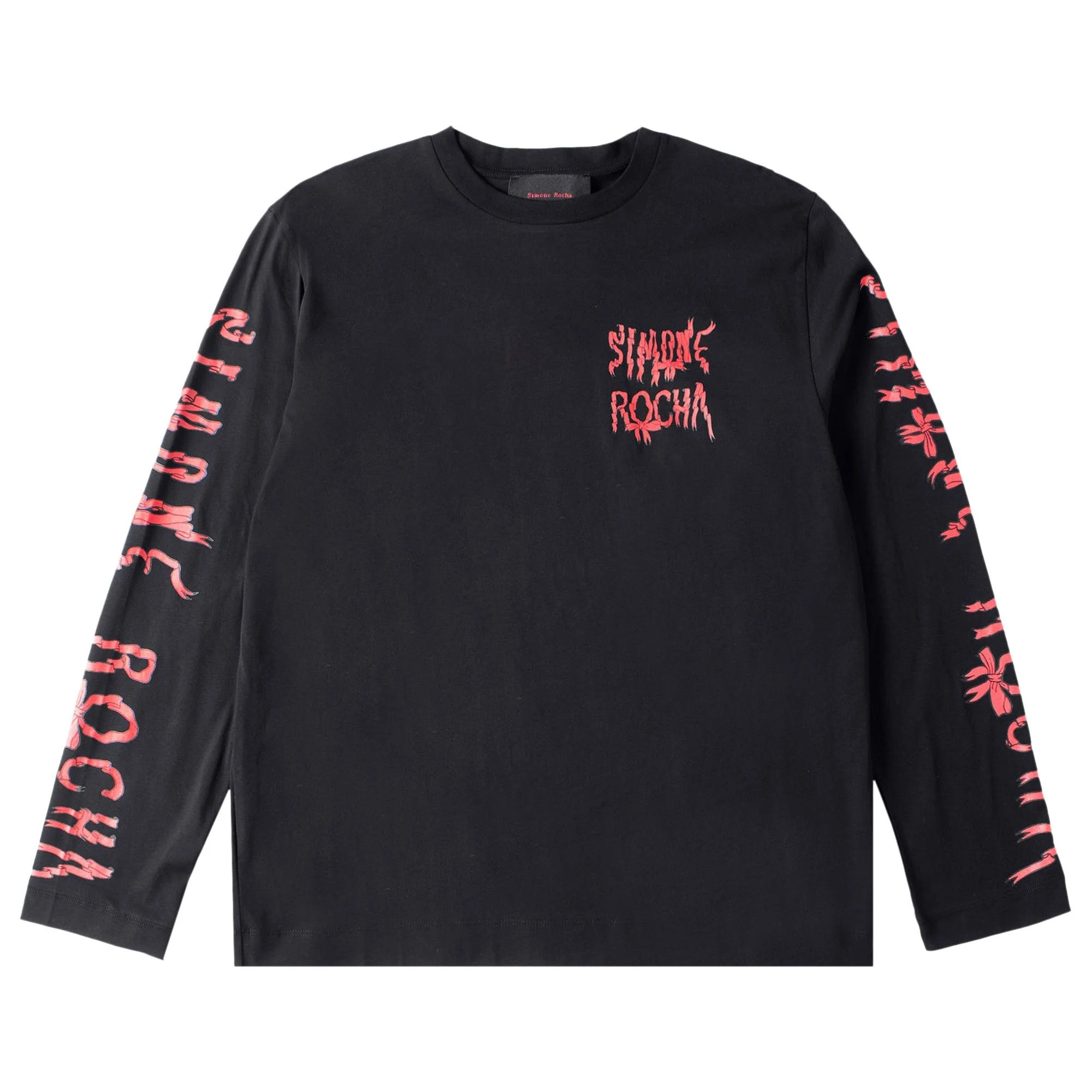 Simone Rocha Ribbon Logo Long-Sleeve T-Shirt 'Black/Red' - 1