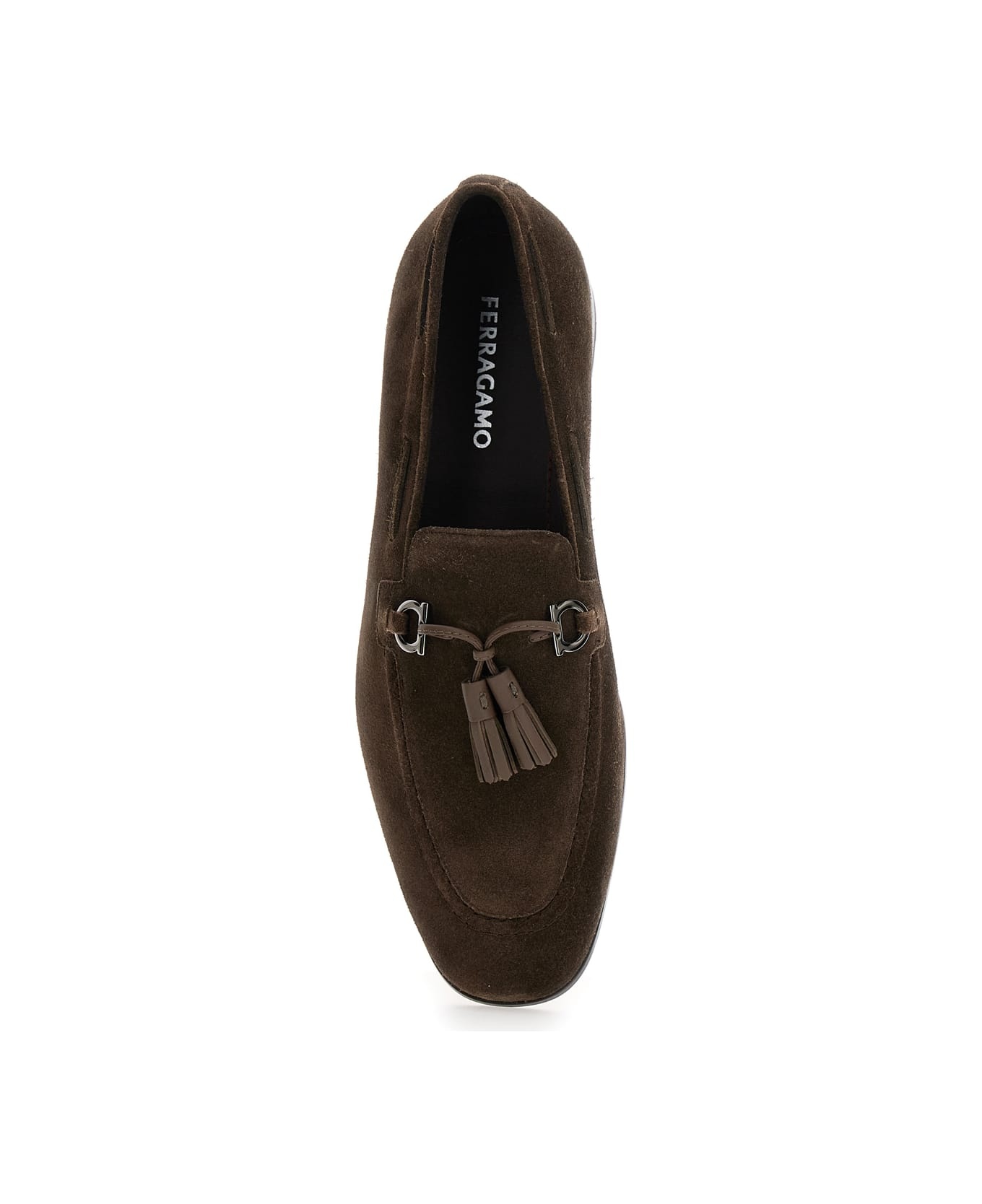 'besile2' Brown Loafers With Gancini And Cord Detail In Suede Man - 4