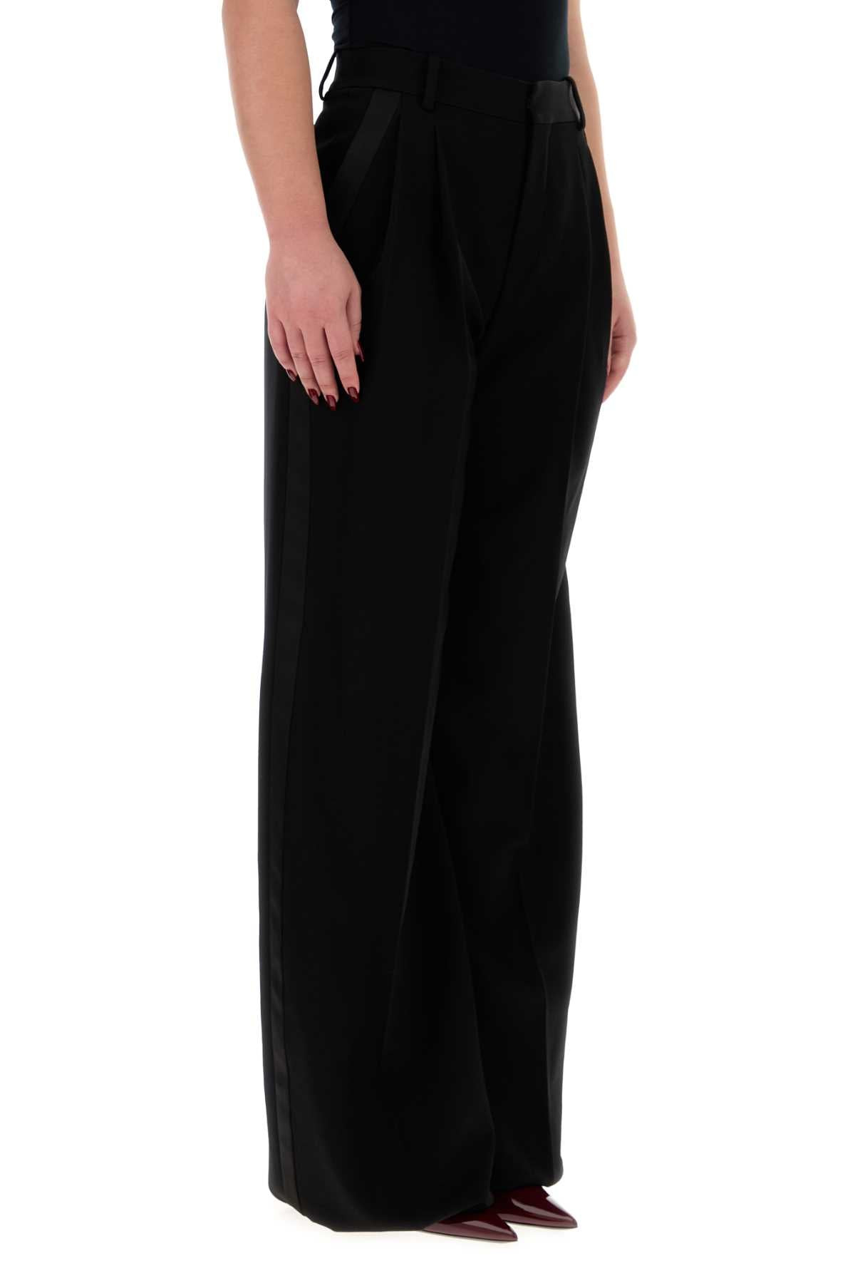 Saint Laurent Women Black Wool Wide-Leg Pant - 3