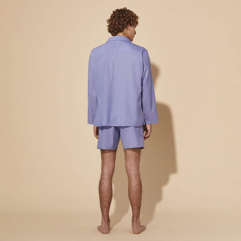 Men Wool Collared Pullover Shirt Solid 4