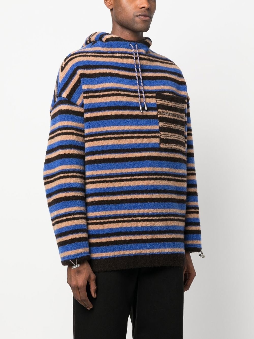 striped knitted hoodie - 3