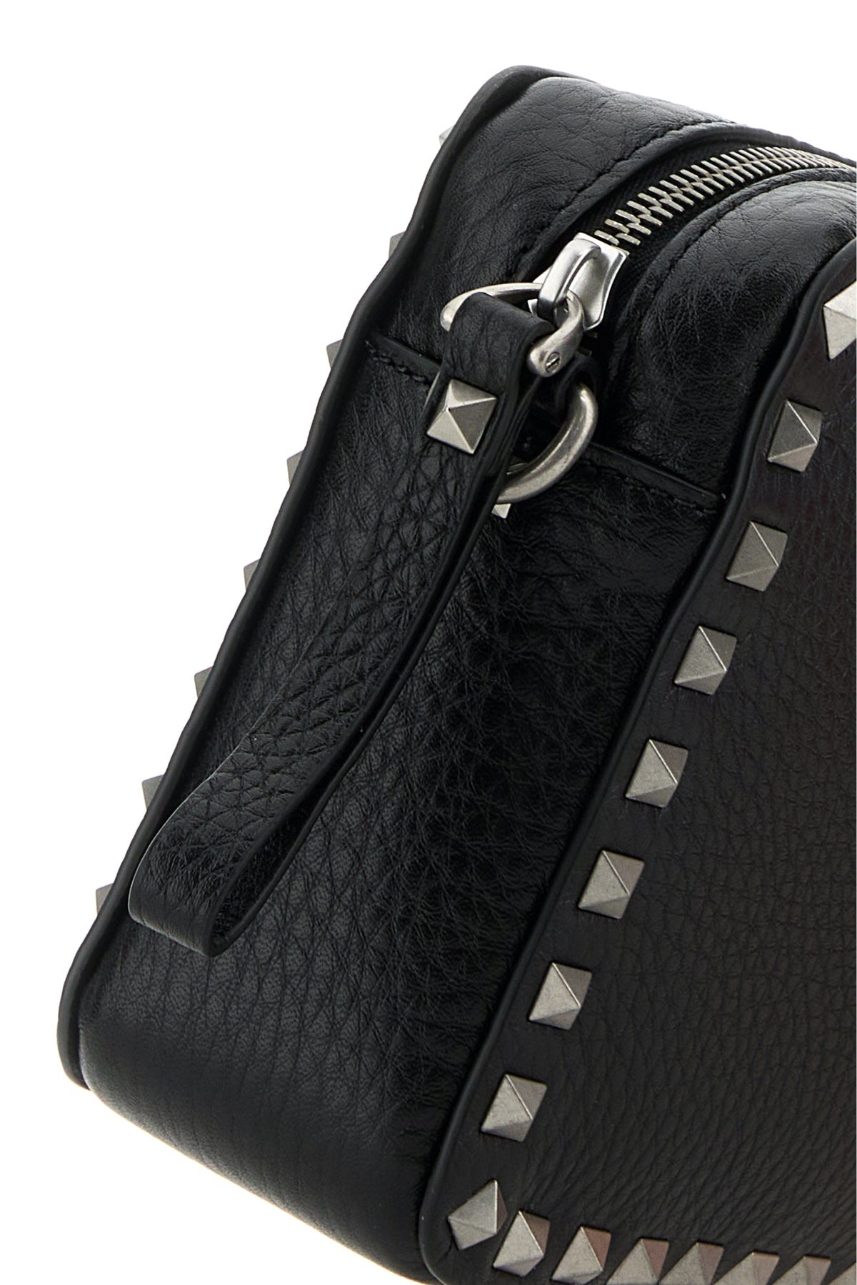 Black leather Rockstud crossbody bag - 4