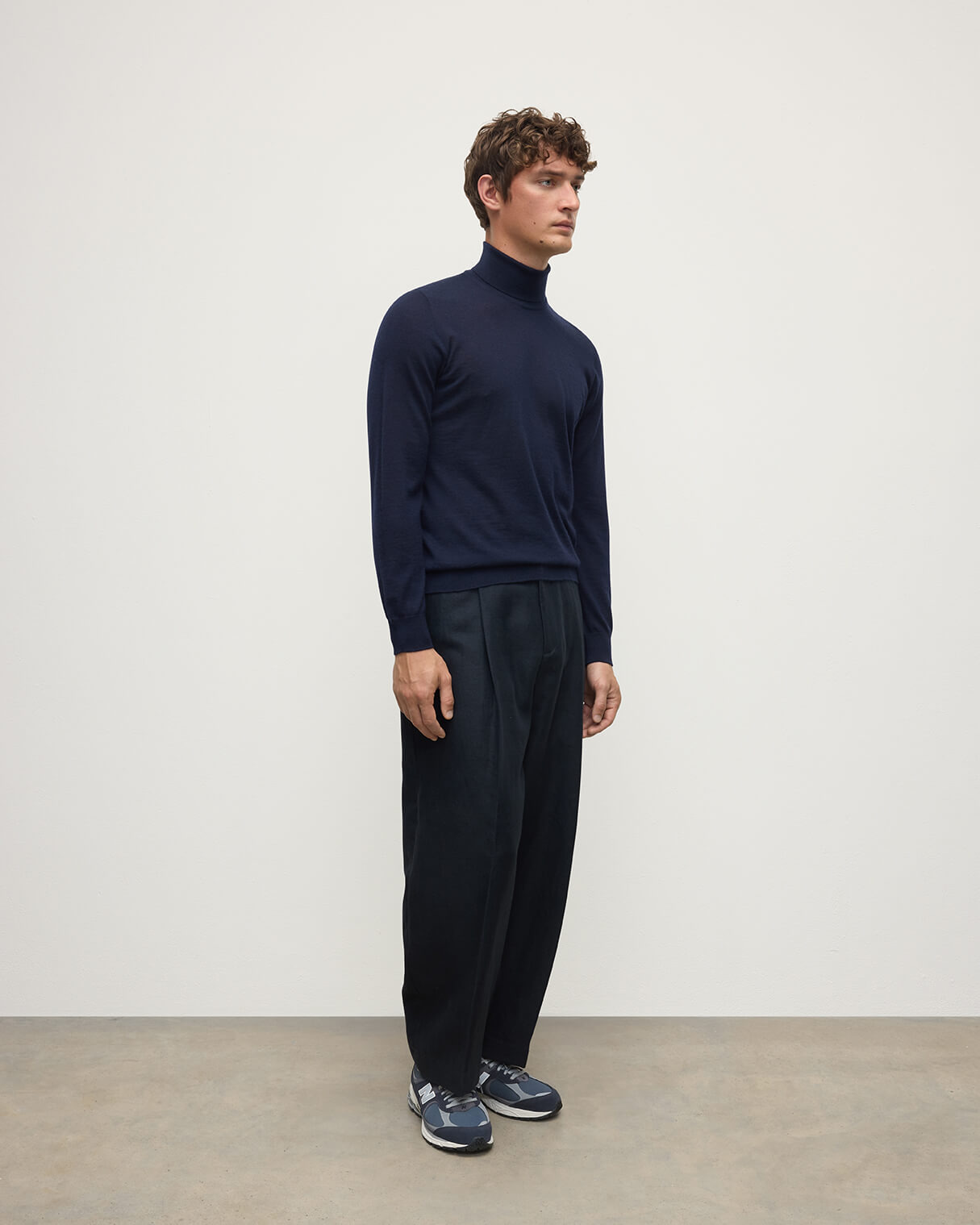 Superfine Cashmere Navy Roll Neck Jumper - 3