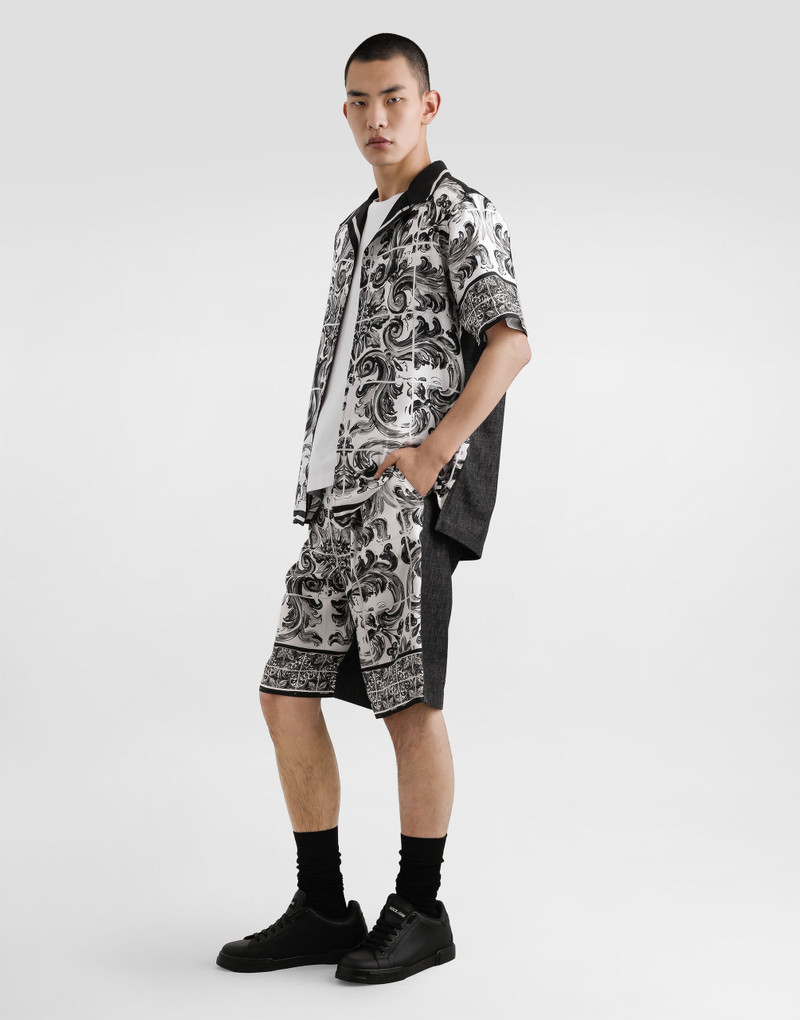 Dolce & Gabbana Maiolica-printed denim bermuda shorts outlook