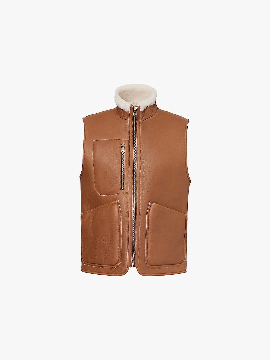 Reversible zip-front sheepskin gilet - 1