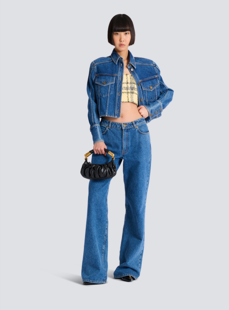 Balmain Crop top in glitter plaid tweed outlook