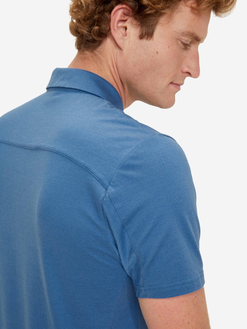 Men's Polo Shirt Ramsay 3 Pique Cotton Tencel Blue - 6