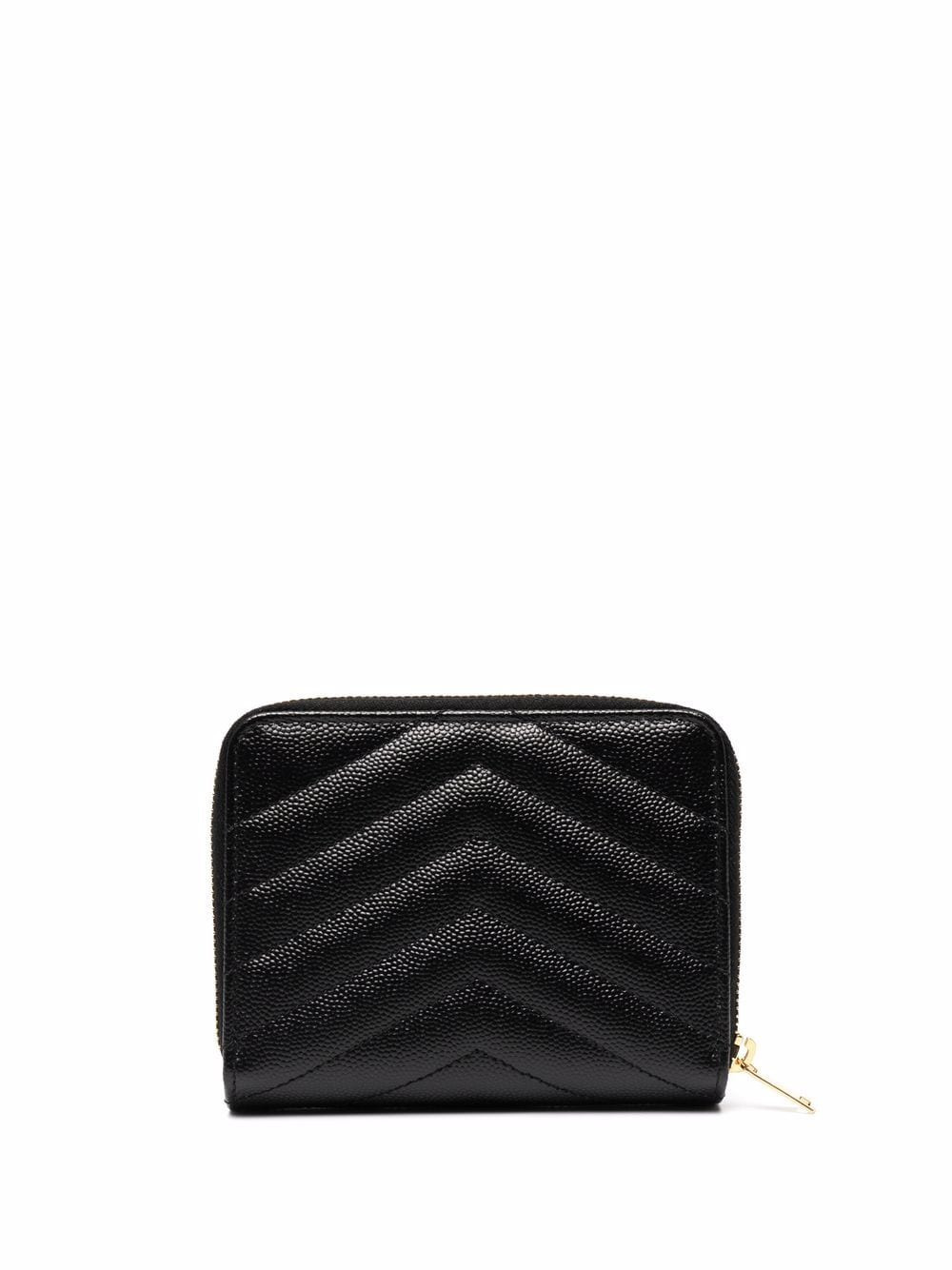 Saint Laurent Paris Women Cassandre Matelassé Compact Zip Around Wallet In Grain De Poudre Leather - 2