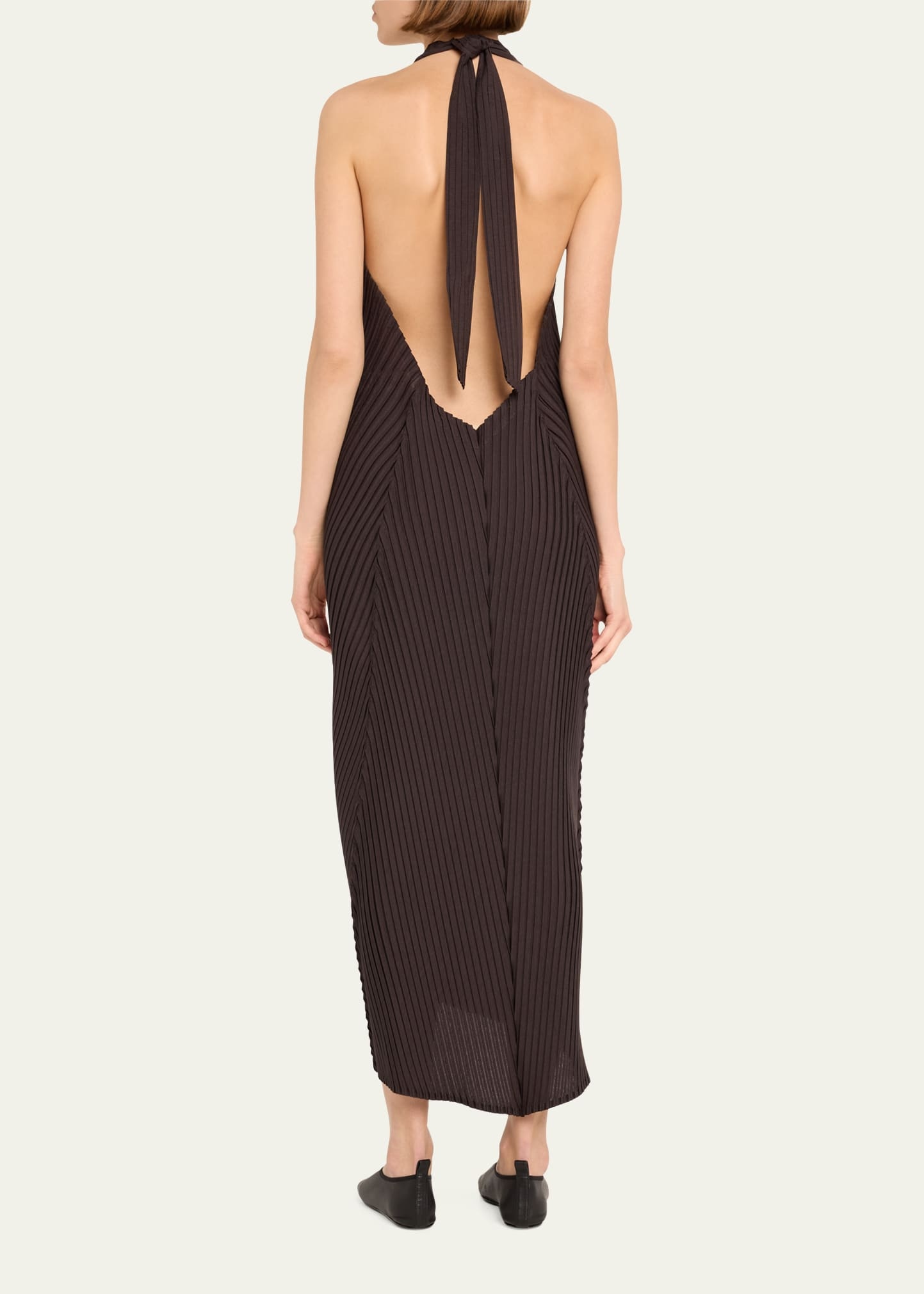 Paper Like Pleats Halter Maxi Dress - 3