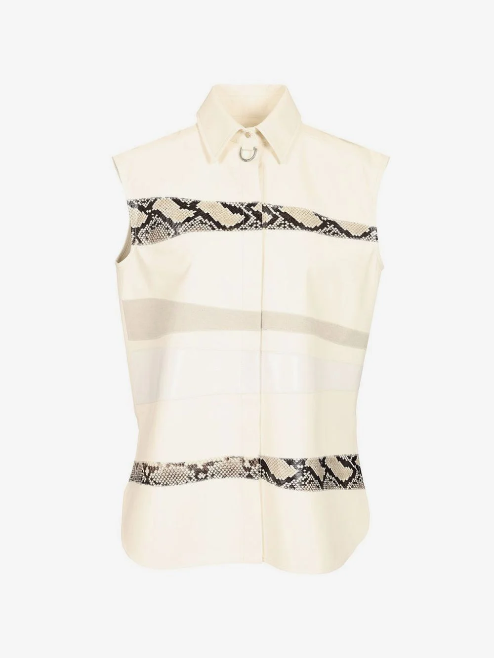 snakeskin-panelled sleeveless shirt - 1