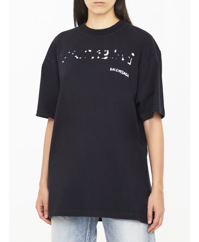 BALENCIAGA＊Painted T-Shirt Dress カットソードレス＊送料込 BALENCIAGA Oversized frayed twill-jacquard midi shirt dress