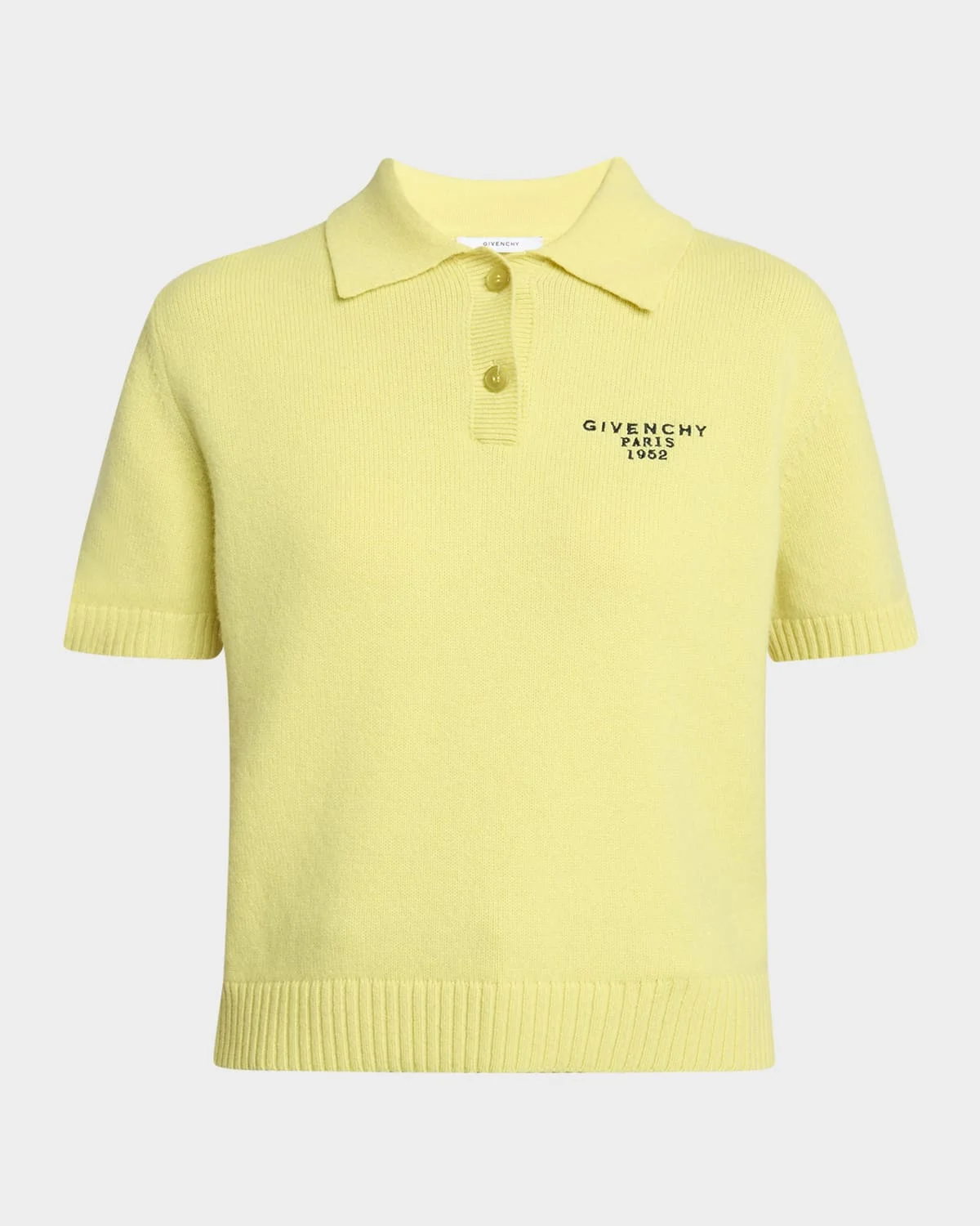 Embroidered Short-Sleeve Wool-Cashmere Polo - 1